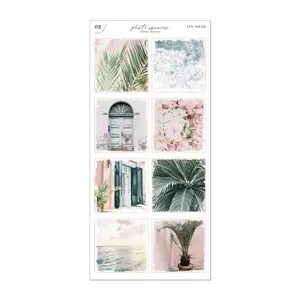 Photo Squares • Palm Breeze | Sticker Sheet for Journals, Bullet Journal, Planner, or Scrapbook in Washi or White Paper