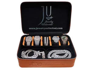 Jewelry Unlimited Orange Travel Leather Large Jewelry Case Organizer Box Gift Lightweight