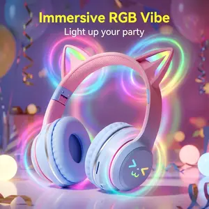 Cat Ear Bluetooth-compatible Headset, Long Battery Life, Gradient Color, Wireless On-Ear Earphones, Compatible with Mobile Devices, Gaming & Communication