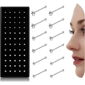 Straight L Shaped Stainless Steel Nose Studs Rings Piercing Pin Body Jewelry 20G-22G 1.5mm 2mm 2.5mm