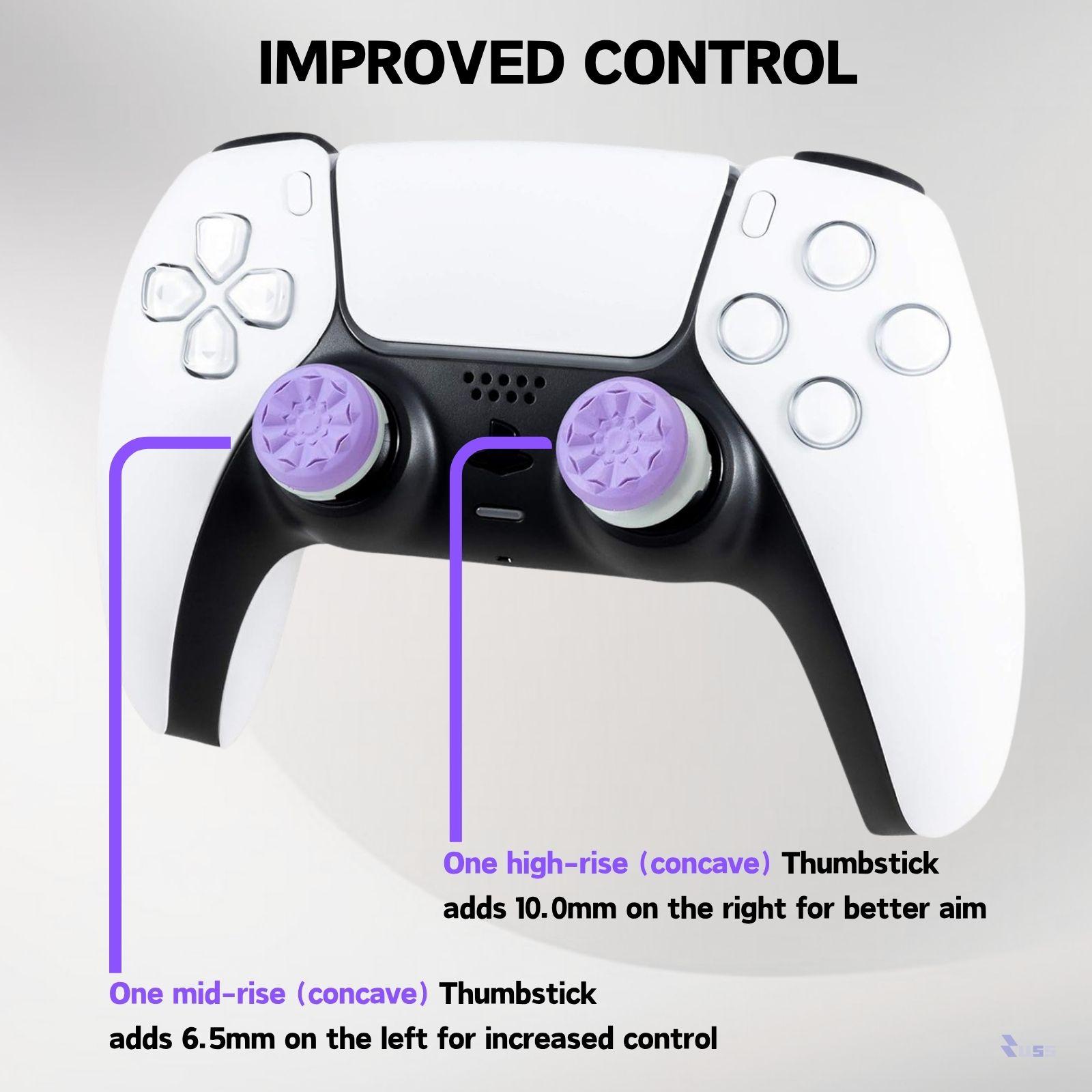 Thumbstick Grips for PS5/PS4, Joystick Thumb Grips for FPS Aim, Precision ring, 1 High-Rise, 1 Mid-Rise, For PS5/PS4 Game Controller joystick, Console
