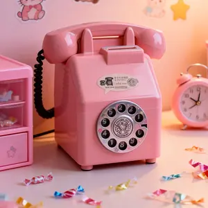 Retro Telephone Decorative Piggy Bank, Luxury Creative Phone Money Box Display, Vintage Home Office Desktop Accent Prop for Cafe Boutique Living Room Bedroom Holiday Gift Coin Piggy Bank