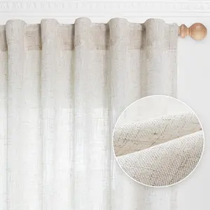Pure Color Japanese Natural Curtain, Semi-Transparent Filtering Soft Curtains, Room Decor Curtain, Suitable for Living Room Backdrop, Elegant Farmhouse Country Bedroom