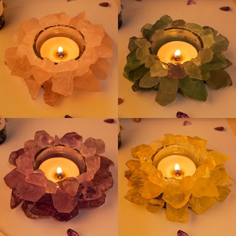 Handmade Lotus Crystal Aromatherapy Set - Candle Holder and Diffuser Bowl Infused with Natural Crystals | Unique Birthday Gift, Suitable for Him and Her, Perfect for Halloween, Christmas, Thanksgiving, and Other Holiday Decorations