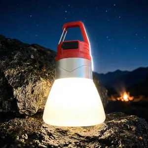 LED Camping Lantern Portable Tent Light with 4 Lighting Modes, Rechargeable Emergency Flashlight with Clip Hook for Camping Hiking Backpacking Fishing, Batteries Included