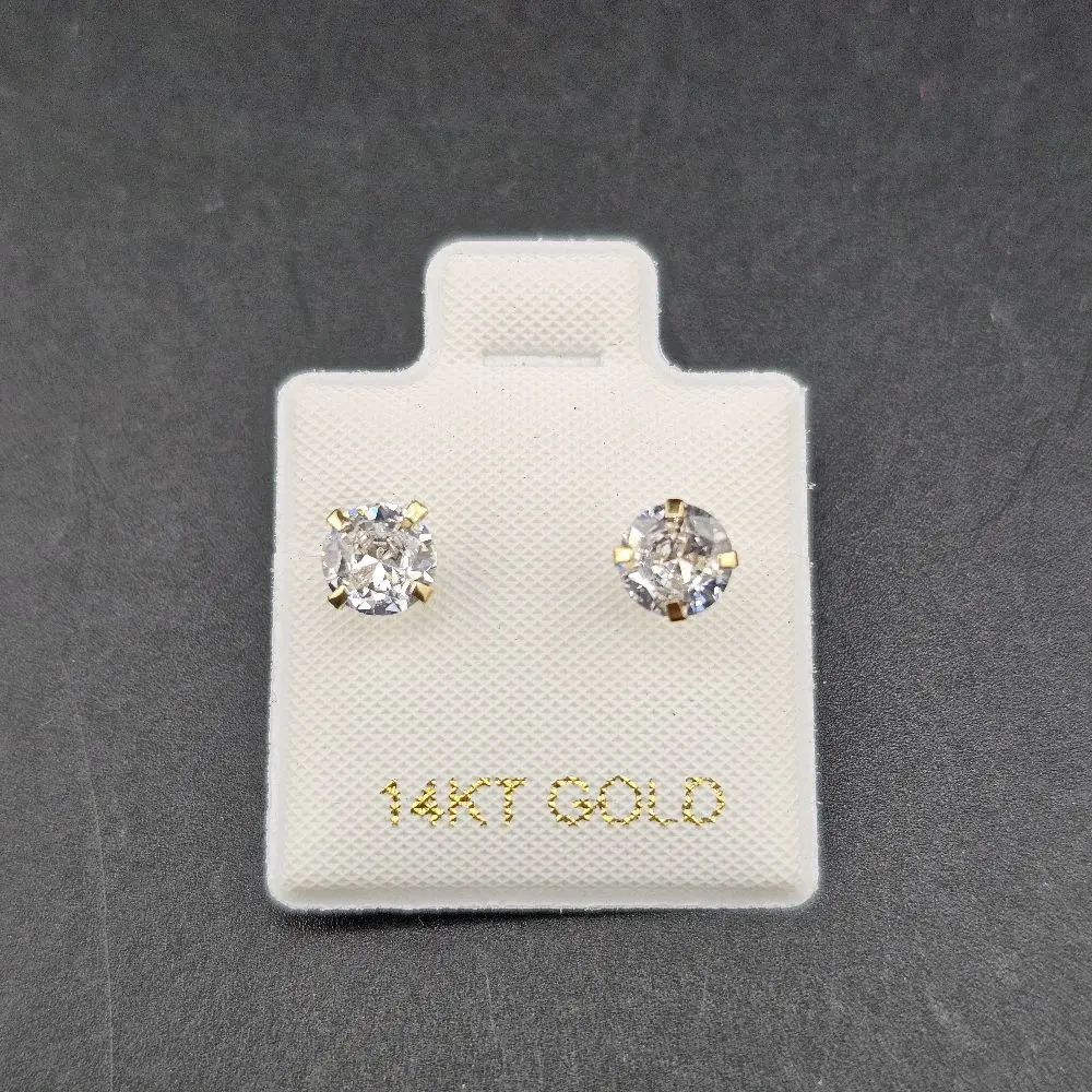 14k Gold White Earrings, 5mm, for Everyday Wear