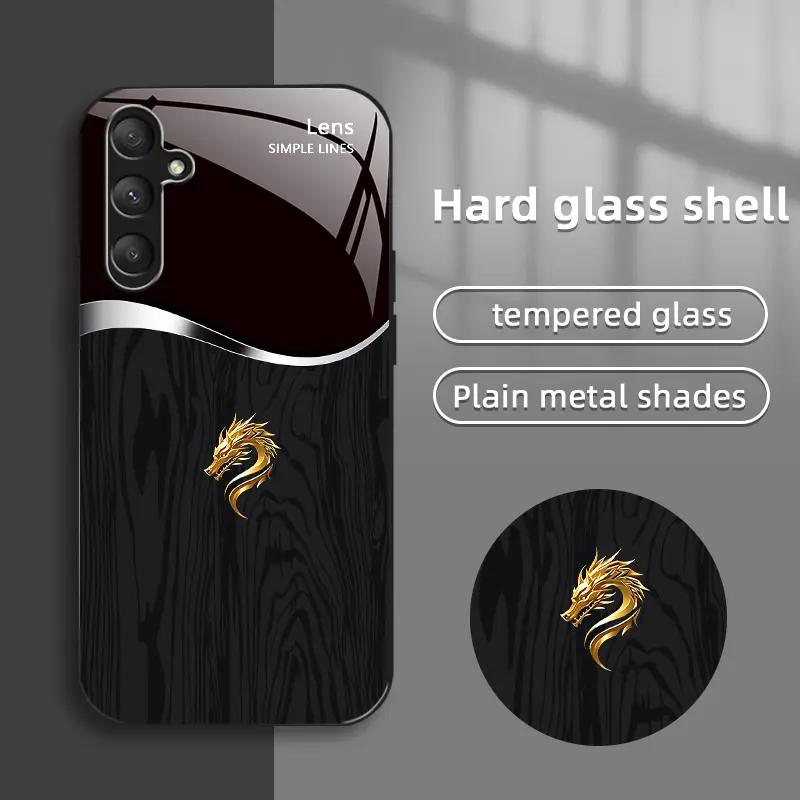 Suitable for [Galaxy A16 5g] Personality simple split dragon pattern creative business high-end anti-drop glass mobile phone case affordable anti-drop anti-fingerprint-888