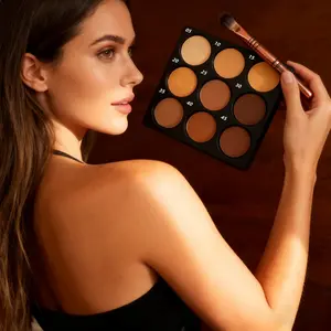 9-Tone Contour & Concealer Palette | Medium to Deep Shades | Matte, Waterproof & Oil-Control  Create a Natural 3D Sculpt | Foundation, Concealer & Eyeshadow Primer All-in-One Glowing Bronzer Powder stitch  makeup Radiant Highlighter my  skin  power Vegan