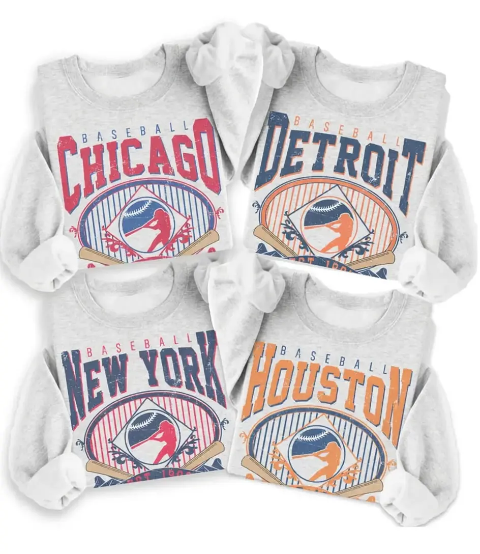 Vintage Baseball Graphic Sweatshirt Sports Baseball Player Pullover Game Day Sweatshirt Ballpark Baseball Top Unisex Sports Game Shirt