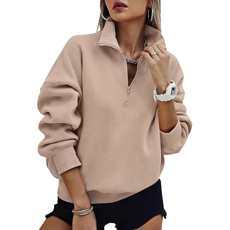 PrettyGarden Womens Half Zip Oversized Sweatshirts Fleece Hoodies Trendy Long Sleeve Pullover Tops Y2k Fall Outfits
