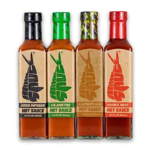 Hank Sauce Core Four Assorted Box - Herb Infused, Cilanktro, Camouflage, Hanks Heat