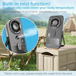 3000mAh Portable Handheld Misting Fan with LED Display, 4-Speed Airflow & Type-C Charging