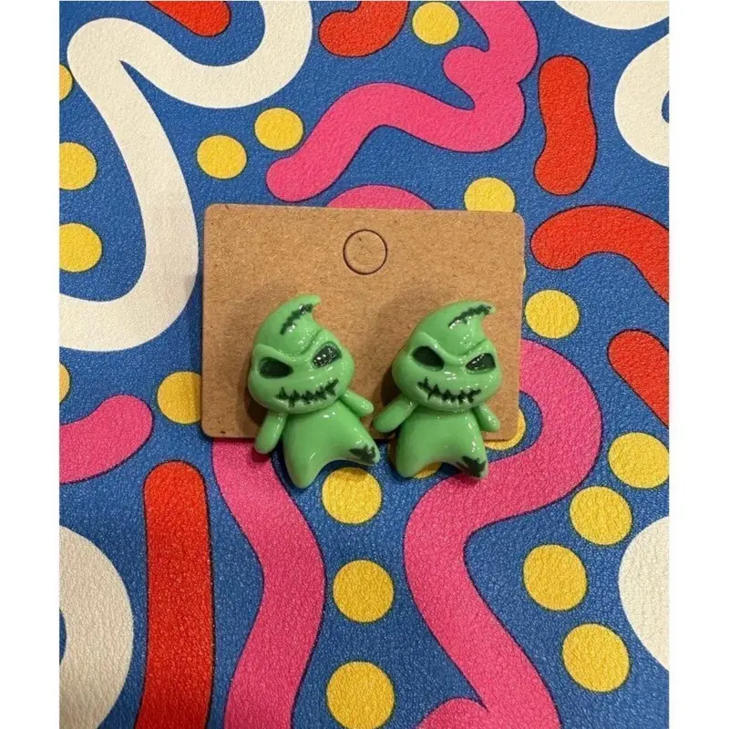 Oogie Boogie Nightmare Before Christmas Green Halloween Stud Earrings