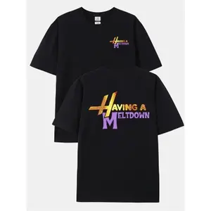 Cotton Women's "Having A Meltdown" Retro Print Double-Sided T-Shirt Funny Casual Short Sleeve Top