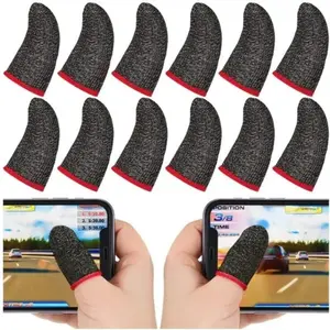 6 Pairs Gaming Finger Sleeves, Strong Anti-Sweat Breathable Touch Screen Thumb Sleeves, Ultra-Thin High Sensitivity Conductive Finger Cots for PUBG Mobile CODM MLBB, Sweaty Hands Solution Compatible with iPhone Samsung iPad Gaming Accessories