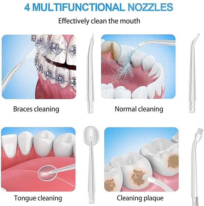 Portable Oral Irrigator 3 Modes Water Flosser for Teeth & Gum Care  IPX7 Waterproof Rechargeable Dental Cleaner with 220ML Detachable Tank  360° Rotatable Nozzles for Braces