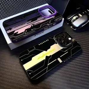Game C-Cyberpunk 2077 Pattern Phone Case, Casing for iPhone 17 16 15 14 13 12 Pro Max Air, Multicolor Matte Laser Metallic Phone Case, Aurora Gradient Finish with Matte Texture, Durable Scratch-Resistant Anti-Fingerprint Protective Cover