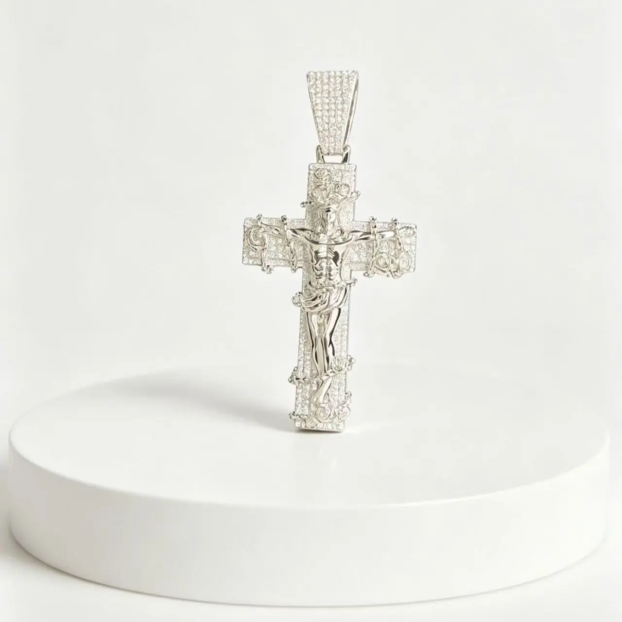 8021  Iced Out Jesus moiss Cross Pendant, The Ultimate Streetwear Statement Piece for Hip-Hop Kings summerwins Trendy Fashionable Accessories Fashion Jewelry Accessories