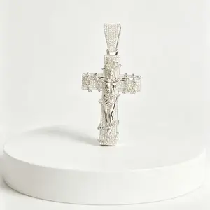 8021  Iced Out Jesus Cross Pendant, The Ultimate Streetwear Statement Piece for Hip-Hop Kings outdoorfun