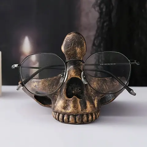 Halloween Skull Resin Eyeglass Holder, Rustic Home Decorative Storage Decor Table Accessory, Best Gift for Glasses Organization, Eyeglasses Holder, Eye Glasses Holders
