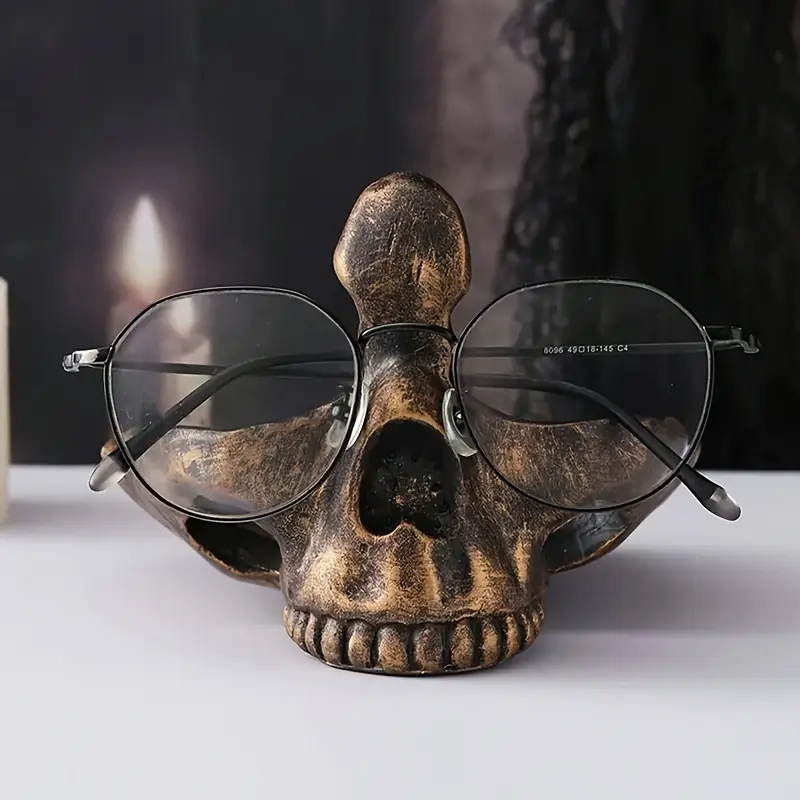 Halloween Skull Resin Eyeglass Holder, Rustic Home Decorative Storage Decor Table Accessory, Best Gift for Glasses Organization, Eyeglasses Holder, Eye Glasses Holders