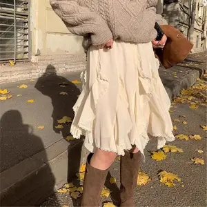 Women Y2k Vintage Irregular Lace Patchwork Skirt Women Sweet Elegant Slim Mini Skirt Korean Fashion High Waist Short Skirt New