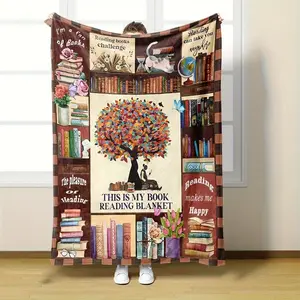 High-Definition Printed Book Lover's Blanket - Portable Reading Throw, Ideal for 2 Gifting Occasions (Holidays, Birthdays), Suitable for Bed & Sofa Decor