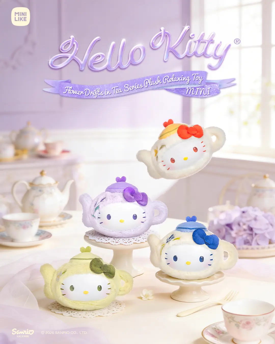 Hello Kitty x  MINILIKE Style Flower Drifts in Tea Series Plush Relaxing Toy Mini blindbox
