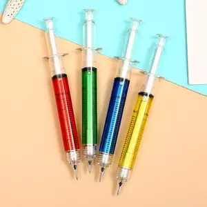 10-Piece Multifunctional Stationery Set, Quirky Simulated Syringe Pen Kit with Automatic Pencils, Ballpoint Pens & Highlighters, Random Glitter Caps Indoor Recreation Gift