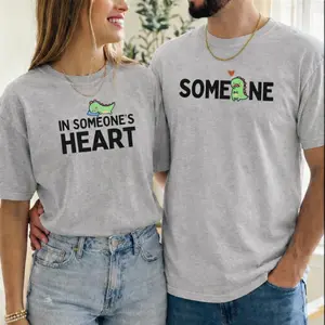 Someone In Someone’s Heart Couple T-Shirt – Cute Dinosaur Matching Couples Shirt, Funny Love Graphic Tee, Valentine Anniversary Gift for Him and Her
