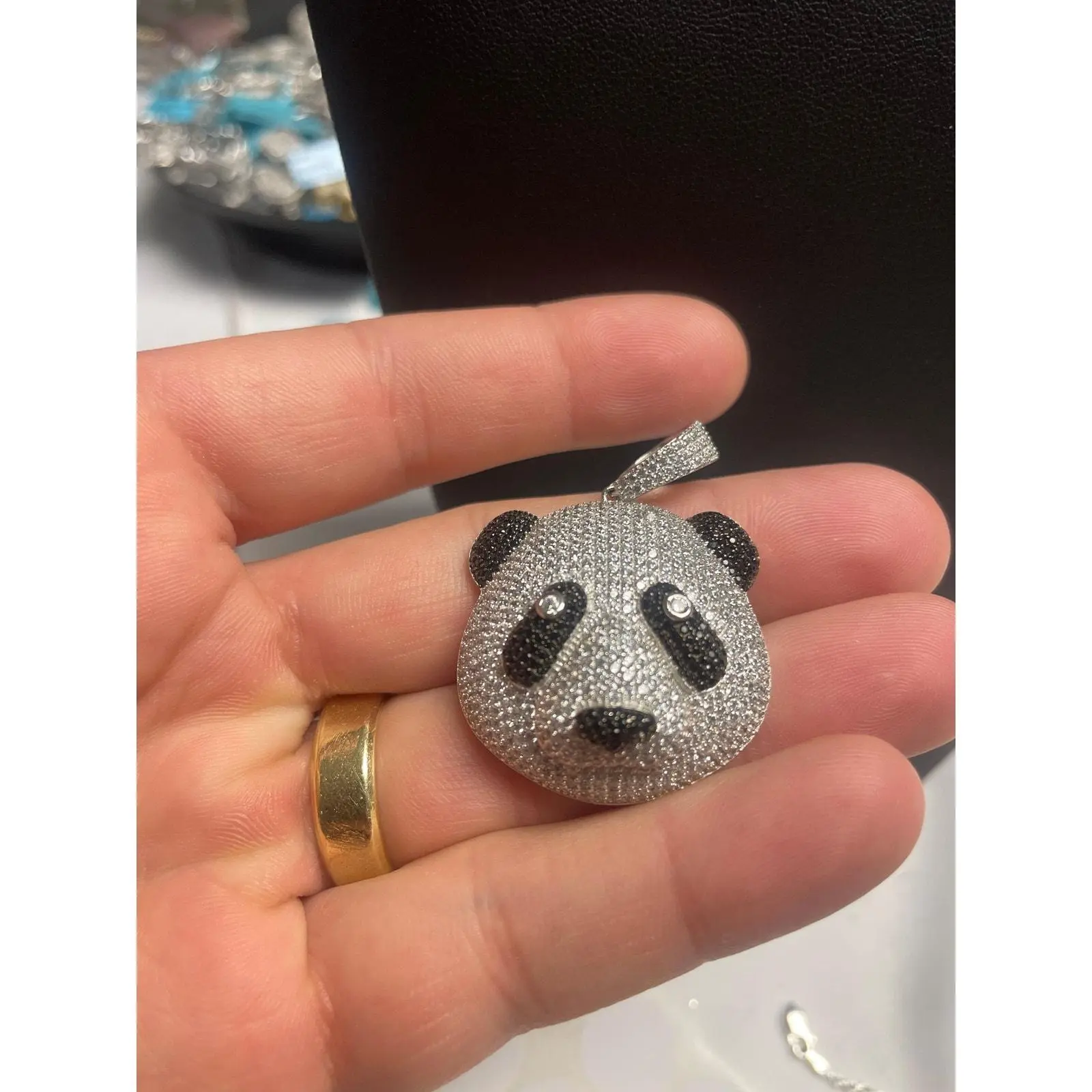Iced out CZ Panda Head Pendant! 925 Sterling Silver