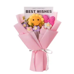 Never Wilted Crochet Sunflower Bouquet, Best Gift for Mother's Day, Hand-Knitted Yarn Flower with "Best Wishes" Card, Forever Flower Tribute to Mom # GLOBAL PICKS