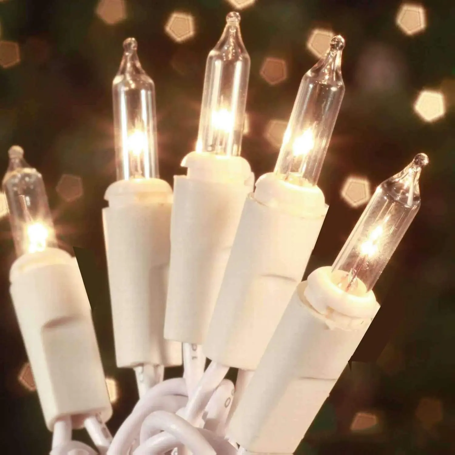 Christmas Lights 100 Count Mini Clear Lights 21ft White Wire Christmas Tree String Lights Set for Outdoor Indoor Christmas Decorations Wedding Decor.