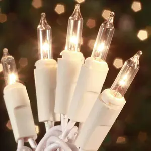 Christmas Lights 100 Count Mini Clear Lights 21ft White Wire Christmas Tree String Lights Set for Outdoor Indoor Christmas Decorations Wedding Decor.
