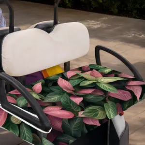 1pc Terylene Golf Seat Cover, Pinkish-Green Leaves Pattern Durable Polyester Material, Universal Fit for Golf Carts & Vehicles, Easy Installation, Long-Lasting Protection