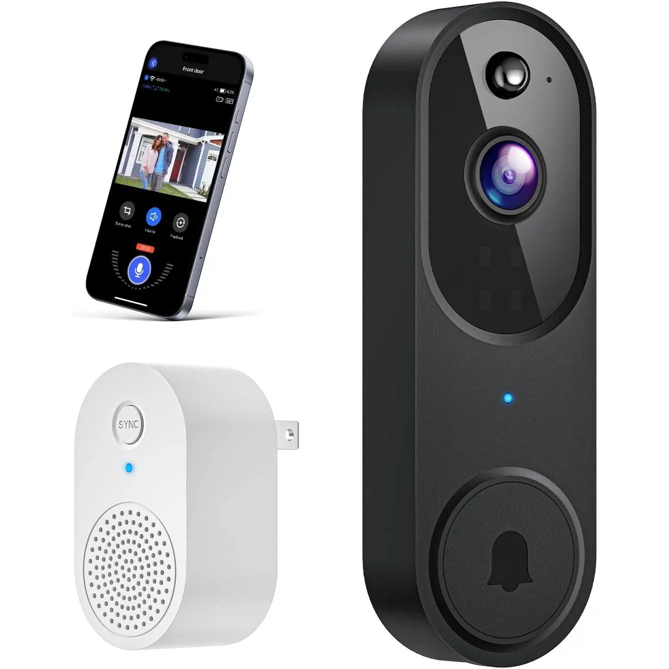 Video Doorbell Camera with AI Motion Detection, 2 Way Audio, Night Vision, Cloud Storage, 2.4GHz  Only,