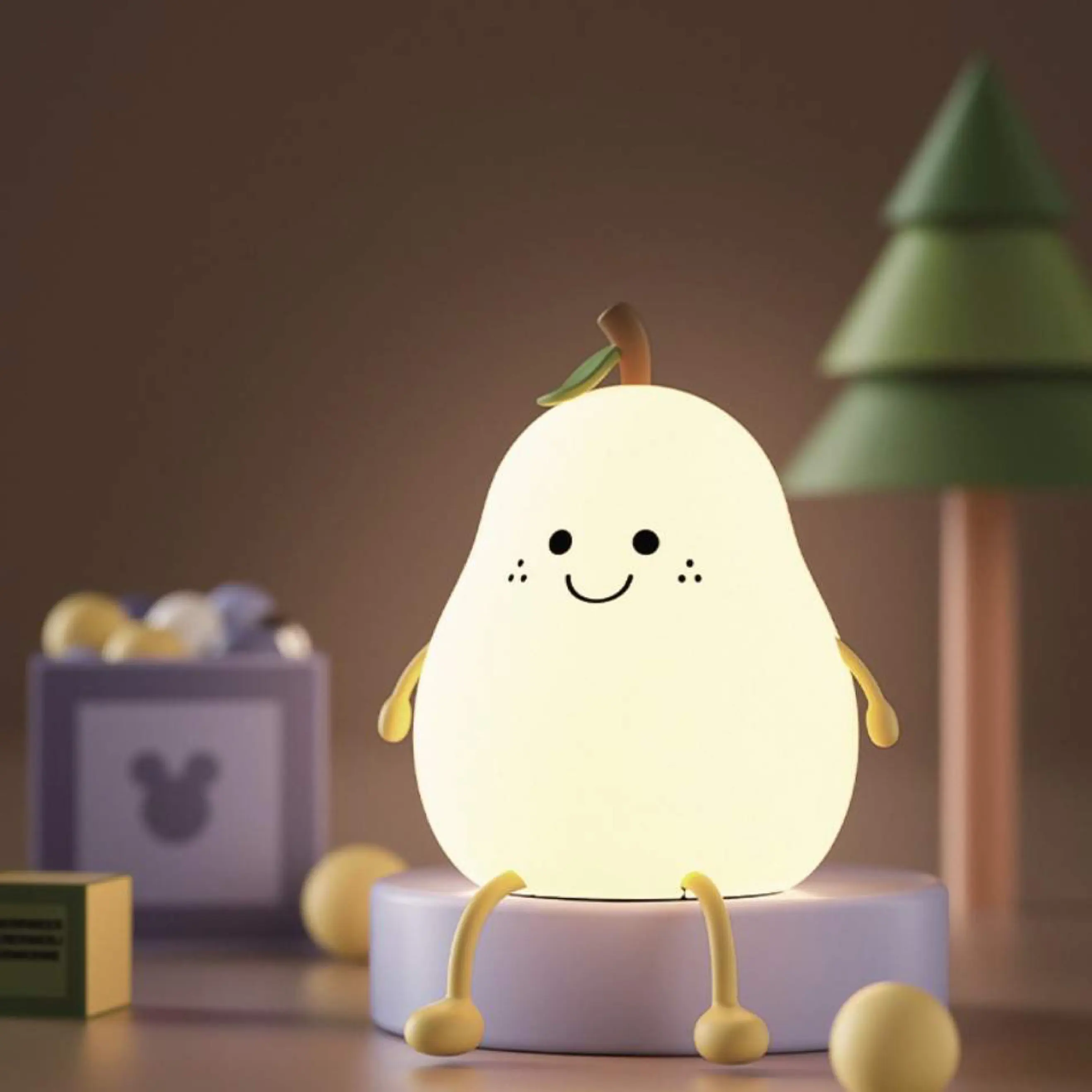 Whimsical Color-Changing Pear Cozy LED Lamp - Compact, Simple Plastic-Body Light with RGB Dimmer, Charming Glow for Indoor Use, Bedrooms Countertop