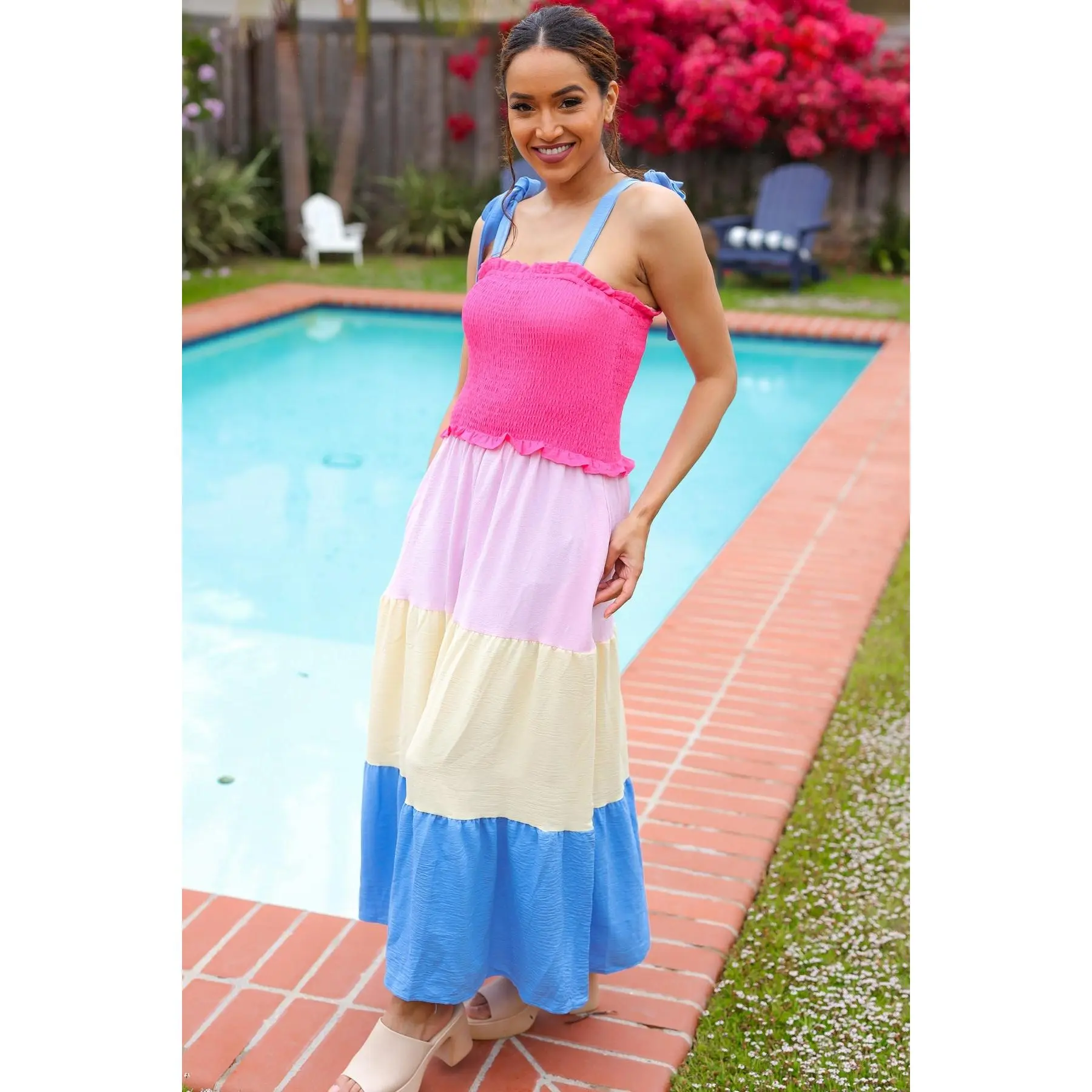 Vacay Vibes Hot Pink & Blue Smocked Color Block Maxi Dress - TikTok Shop Vacay Vibes Hot Pink & Blue Smocked Color Block Maxi Dress - TikTok Shop