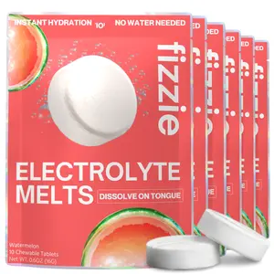 Fizzie Electrolyte Melts By Jason Derulo - 6 Pack Watermelon - Dissolving Electrolyte Tablets For Fast Hydration - Natural, Sugar-Free Hydration Supplement - 6x Watermelon (60 Servings)