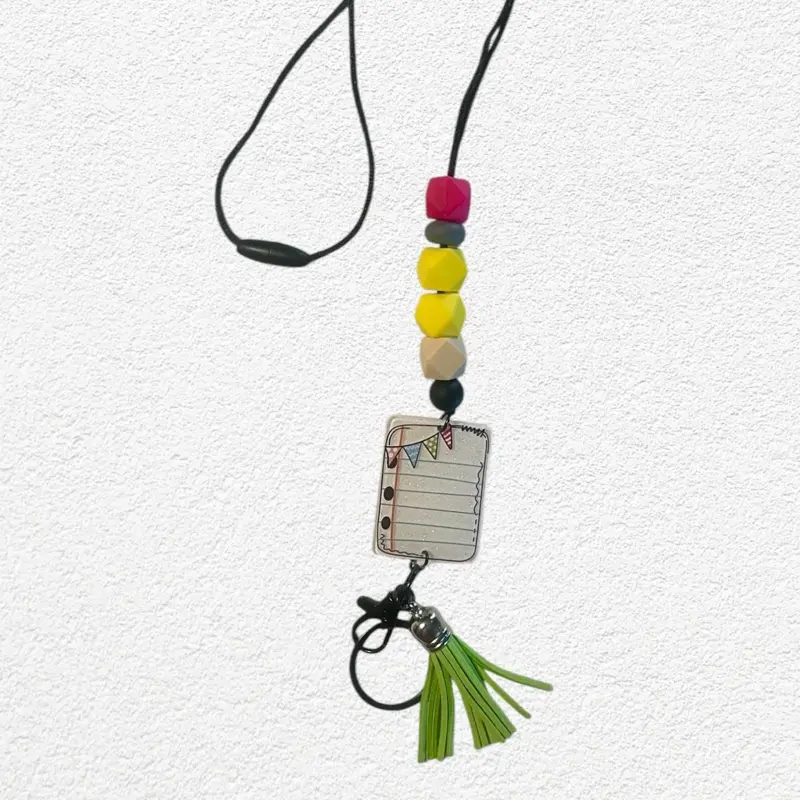 Pencil Silicone And Acrylic Beaded Teachers Lanyard