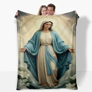 "Virgin Mary Blanket Wrap Yourself in Divine Comfort Soft Funny Throw Blanket Cozy Lightweight Plush Portable Cover Blanket For Sofa,Warm Gift For Birthday,Christmas,Multiple Blanket "