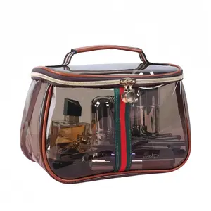 New Retro Vintage Vanity Bag, Ladies Large Capacity Makeup Organizer, Waterproof Transparent with Zipper Toiletry Bag