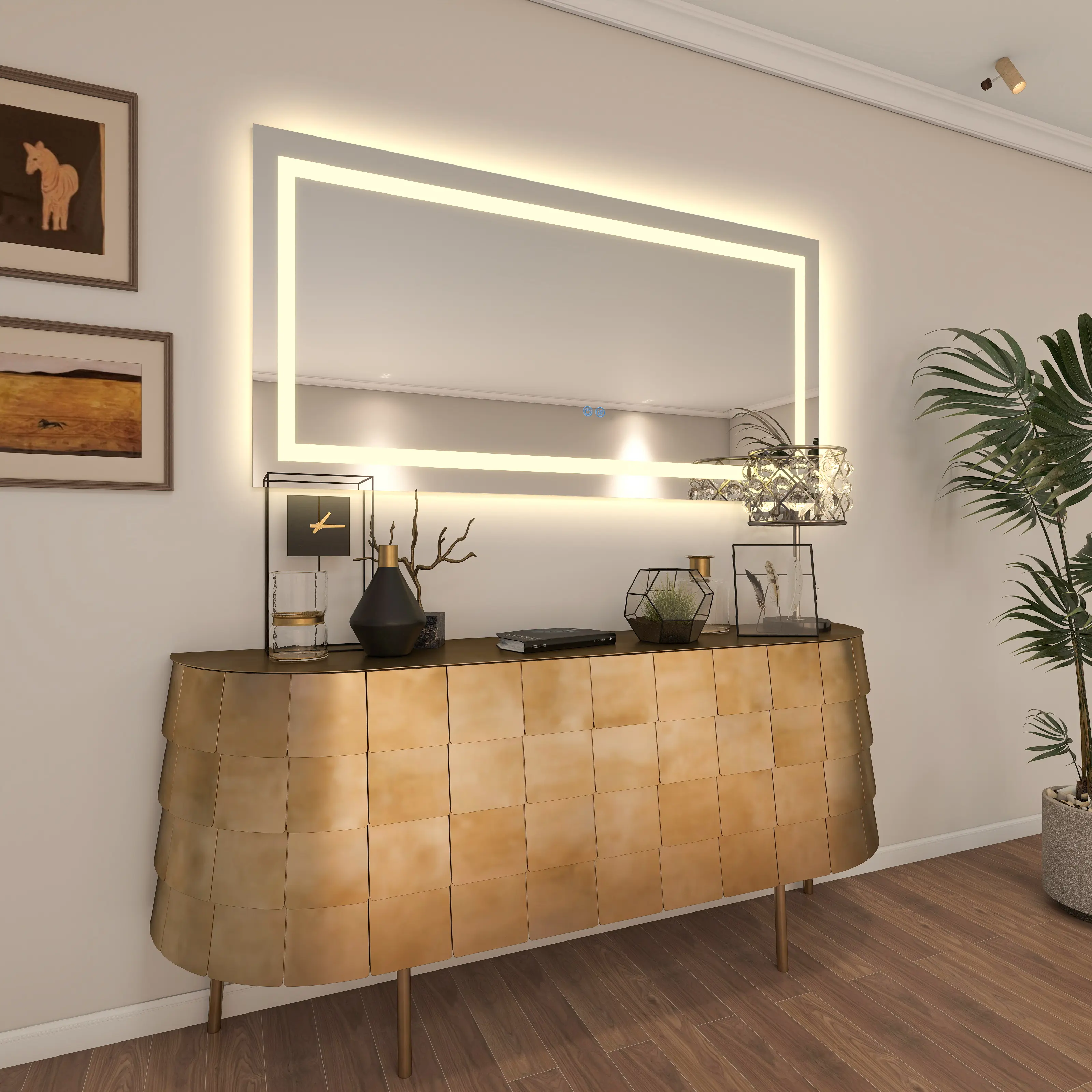72" x 36" Lighted Mirror for Bathroom Wall, LED Mirror with Frontlit & Backlit, Large Bathroom Mirror with Lights, Dimmable 3-Color Lights, HD Tempered Glass