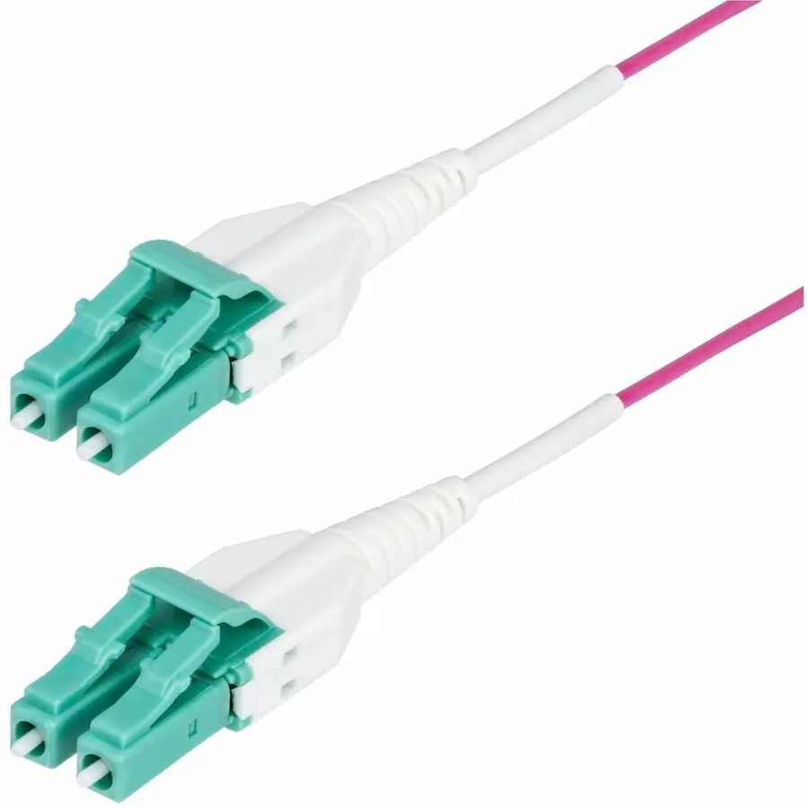 StarTech 15m 49ft LC to LC UPC OM4 Multimode Fiber Optic Cable Erika Violet 50/125 100G Uniboot Fiber Jumper Cord OFNR Riser