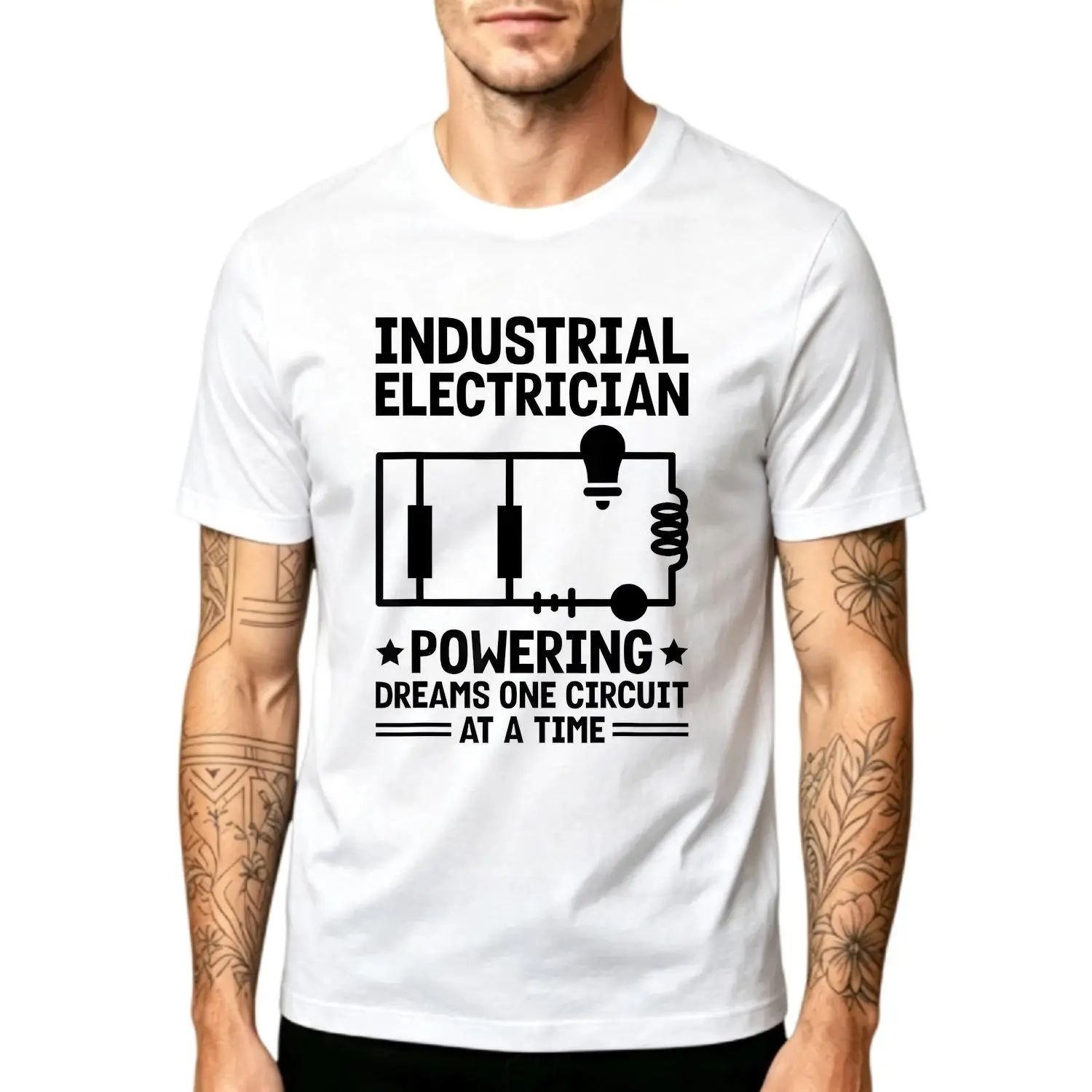Electrical Engineer Industrial Electrician inspired Graphic Design Men's T Shirt Unique Industrial Style Casual Comfortable Short Sleeve Tee Shirt Top