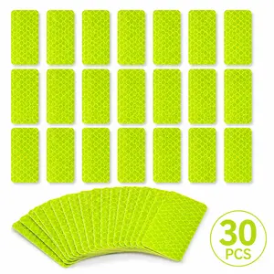 30Pcs reflective sticker 3cmx8cm safety warning tape waterproof night light sticker car night scene PET traffic sign multifunctional indicator tape high visibility reflective tape fluorescent yellow