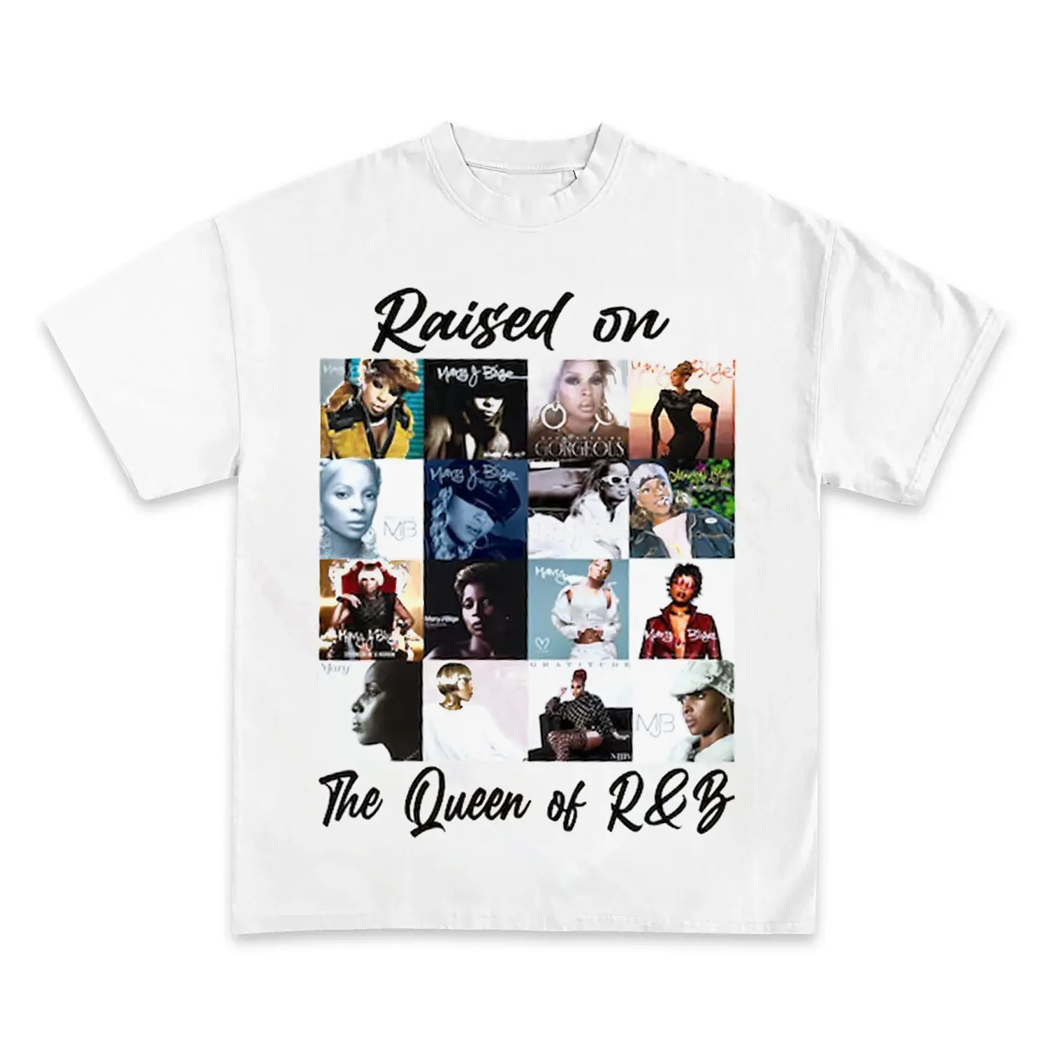 Mary J. Blige - Raised on The Queen of R&B Album Collage T-shirt