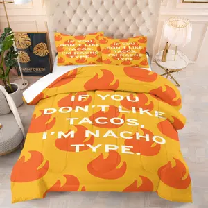 Mexican Flavor Fast Food Series Bedding Set, Includes 1 Quilt and 1 or 2 Pillowcases Without Pillows, Perfect Gift for Birthdays and Holidays