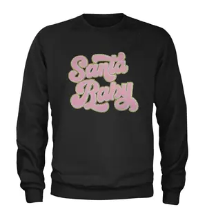 Pink Santa Baby Chenille Patch Adult Crewneck Sweatshirt