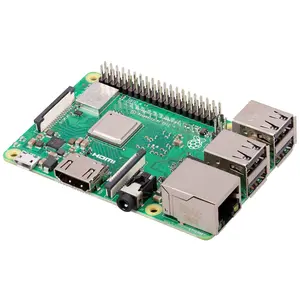 Raspberry Pi 3 Model B+ with 1.4GHz 64-bit quad-core processor, dual-band wireless LAN, Bluetooth 4.2/BLE, faster Ethernet, and Power-over-Ethernet support